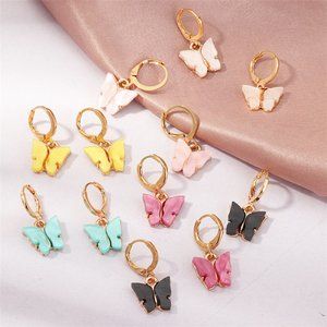 3/$30 Pastel Dainty Butterfly Hoop Earrings